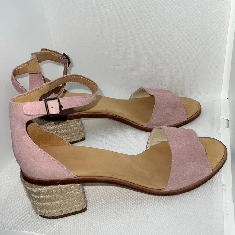 Soludos‎ Capri block heel espadrilles ankle strap blush pink suede sandals Sz 10